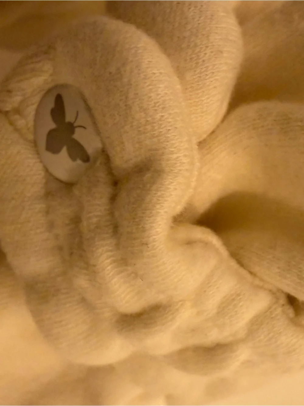 Burt's Bees Baby Cream Plush Booties with Butterfly Button